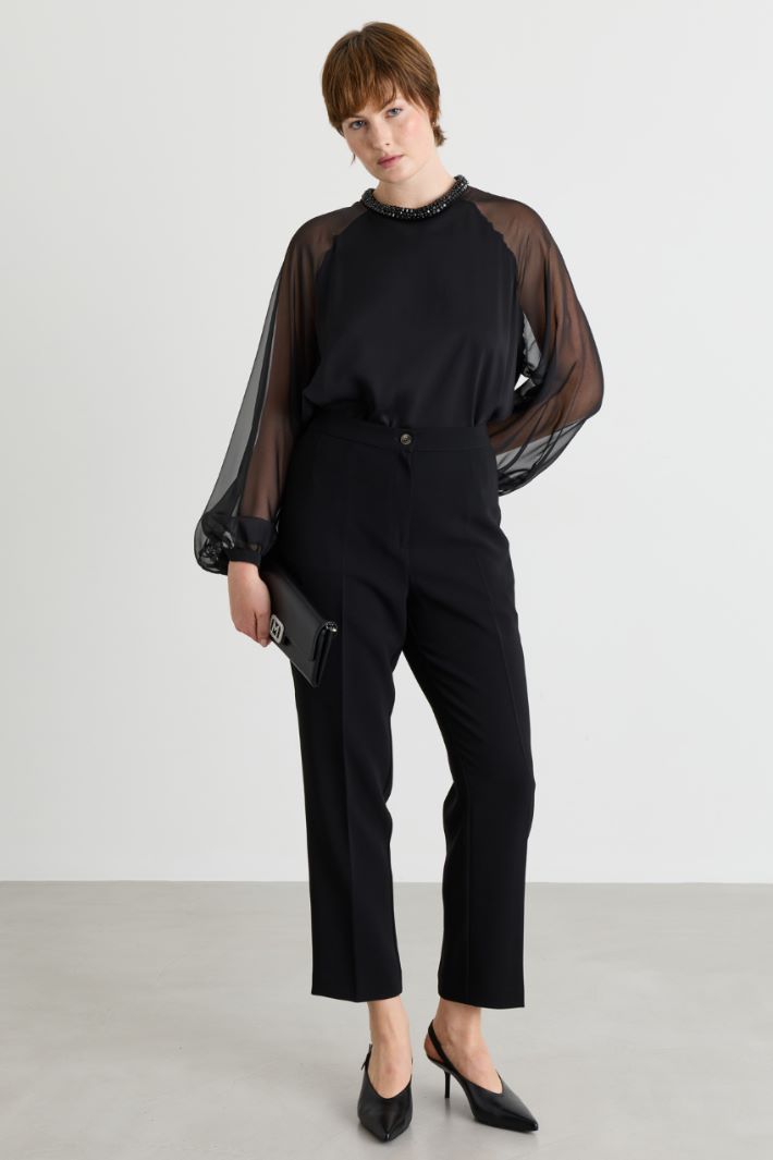 Slim-fit trousers in stretch cady - BLACK - Intrend
