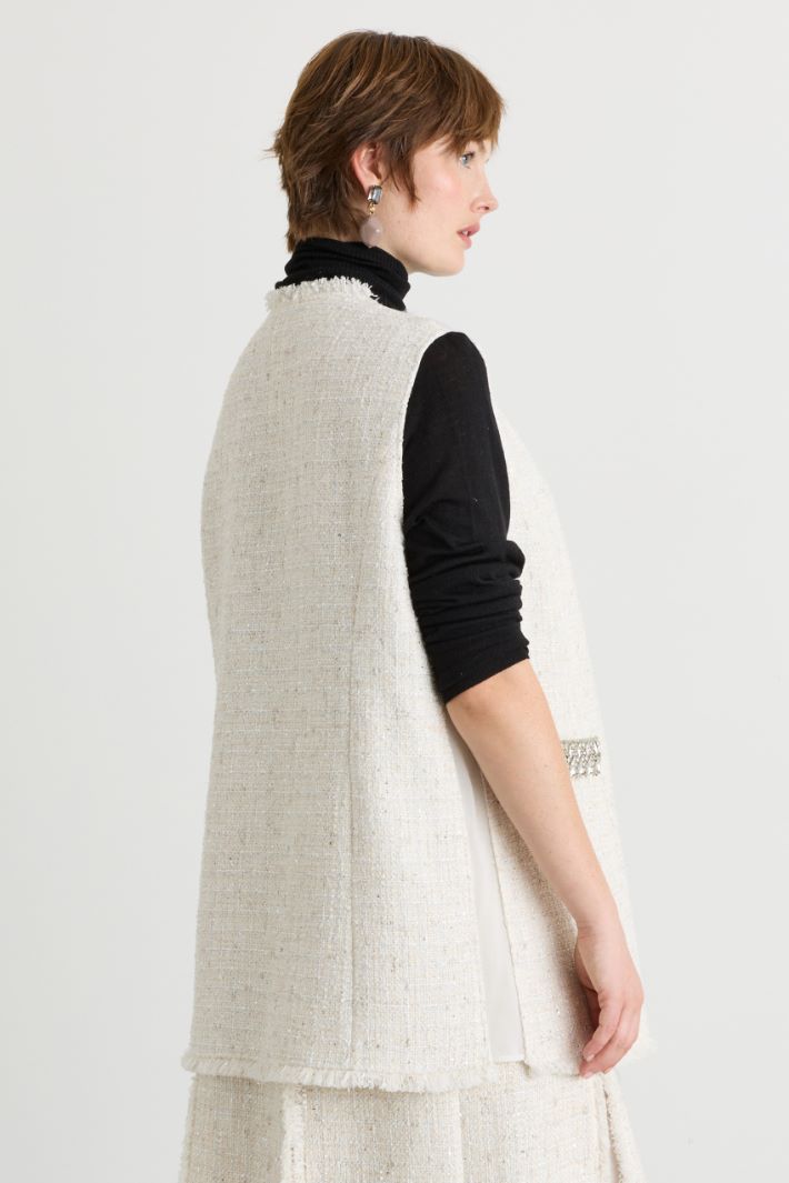 Basketweave gilet - WHITE - Intrend - 4