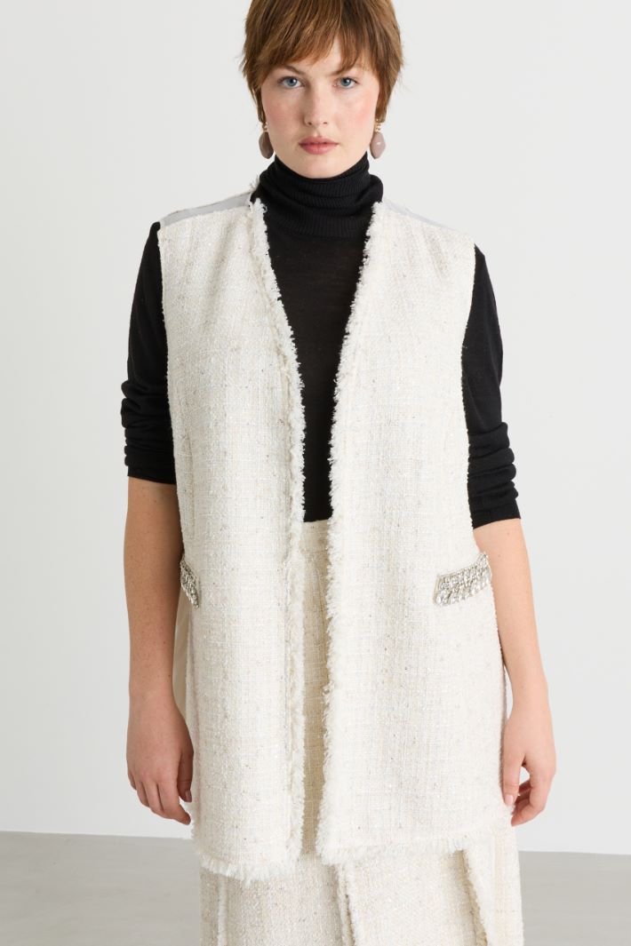 Basketweave gilet - WHITE - Intrend - 2