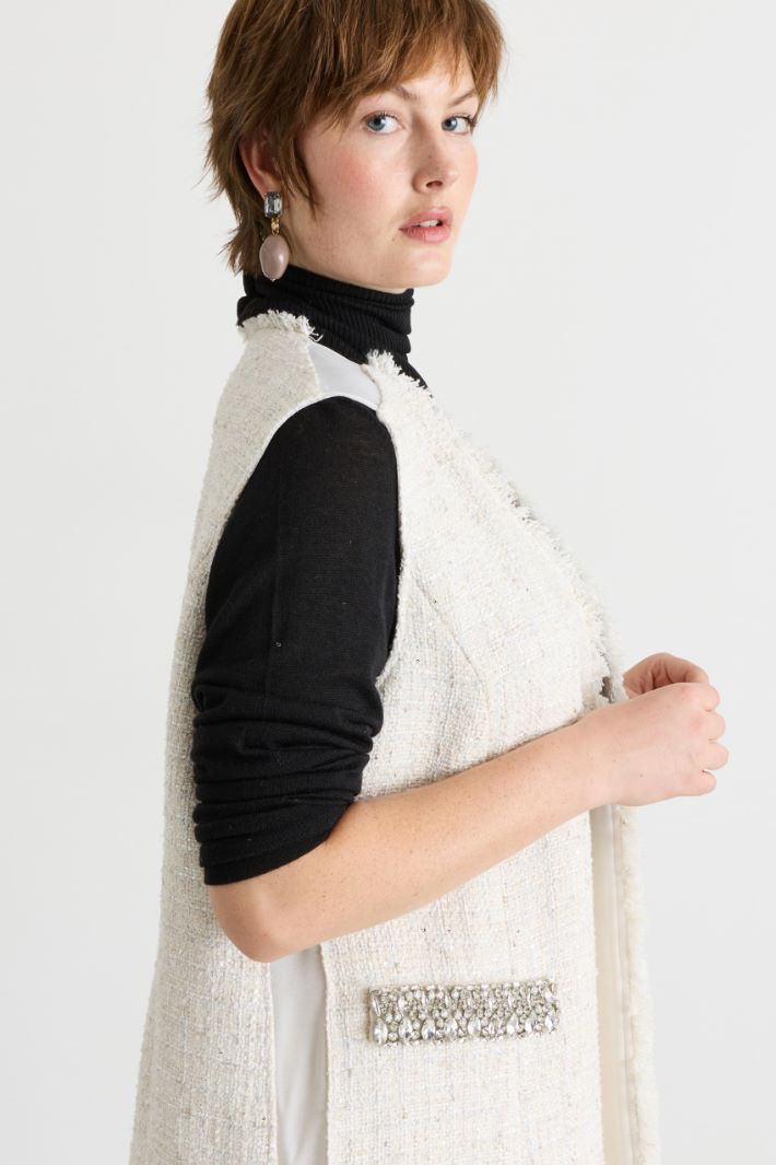 Basketweave gilet - WHITE - Intrend - 3