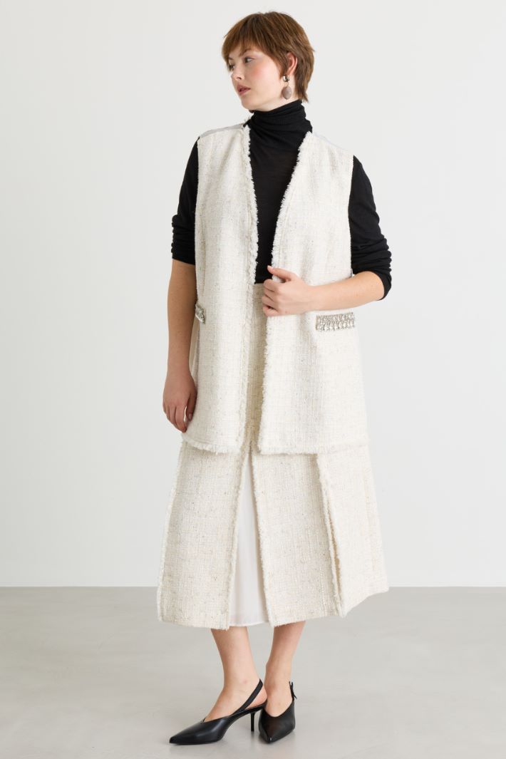 Basketweave gilet - WHITE - Intrend