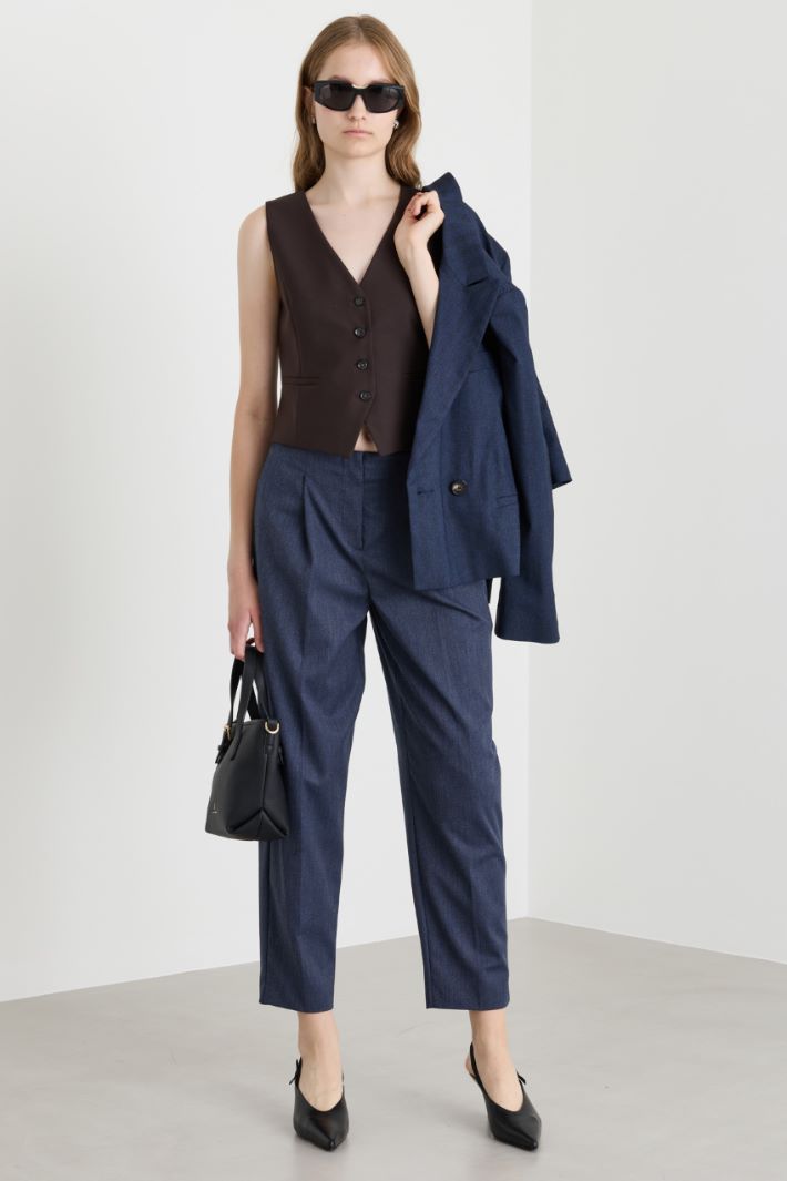Stretch twill waistcoat - BROWN - Intrend