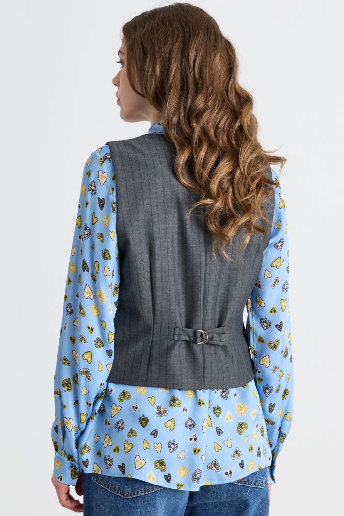 Stretch twill waistcoat - GREY - Intrend - 4