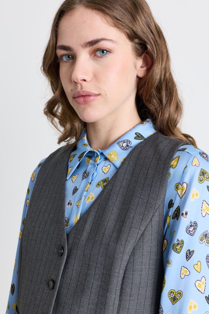 Stretch twill waistcoat - GREY - Intrend - 3
