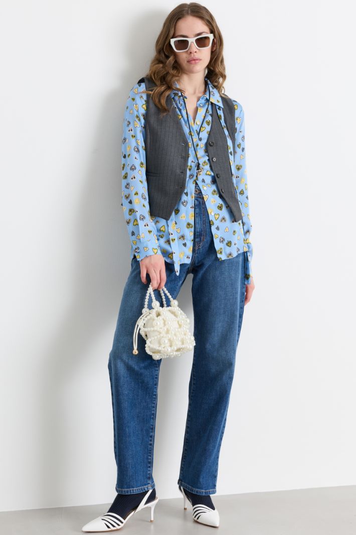 Stretch twill waistcoat - GREY - Intrend