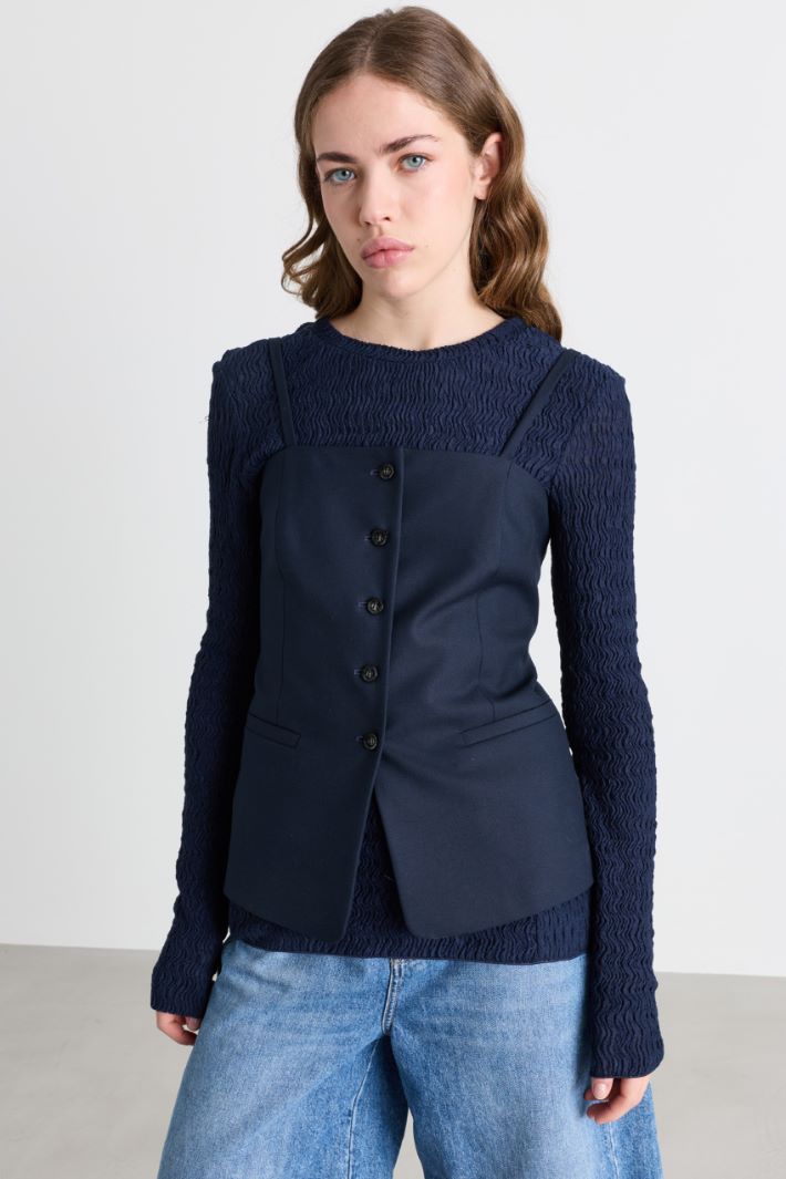Stretch-twill bustier top - BLUE - Intrend - 2