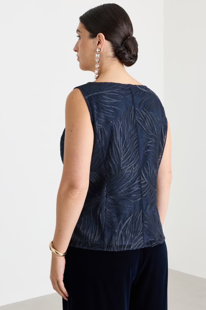 Top in tulle ricamato - BLU - Intrend - 4