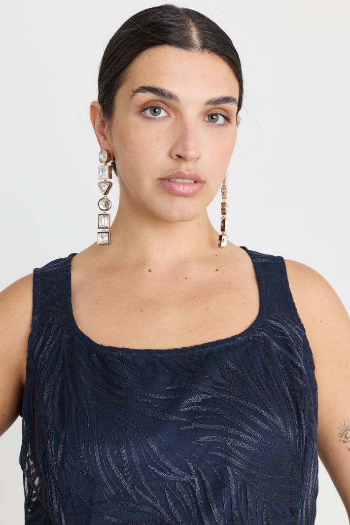 Top in tulle ricamato - BLU - Intrend - 3