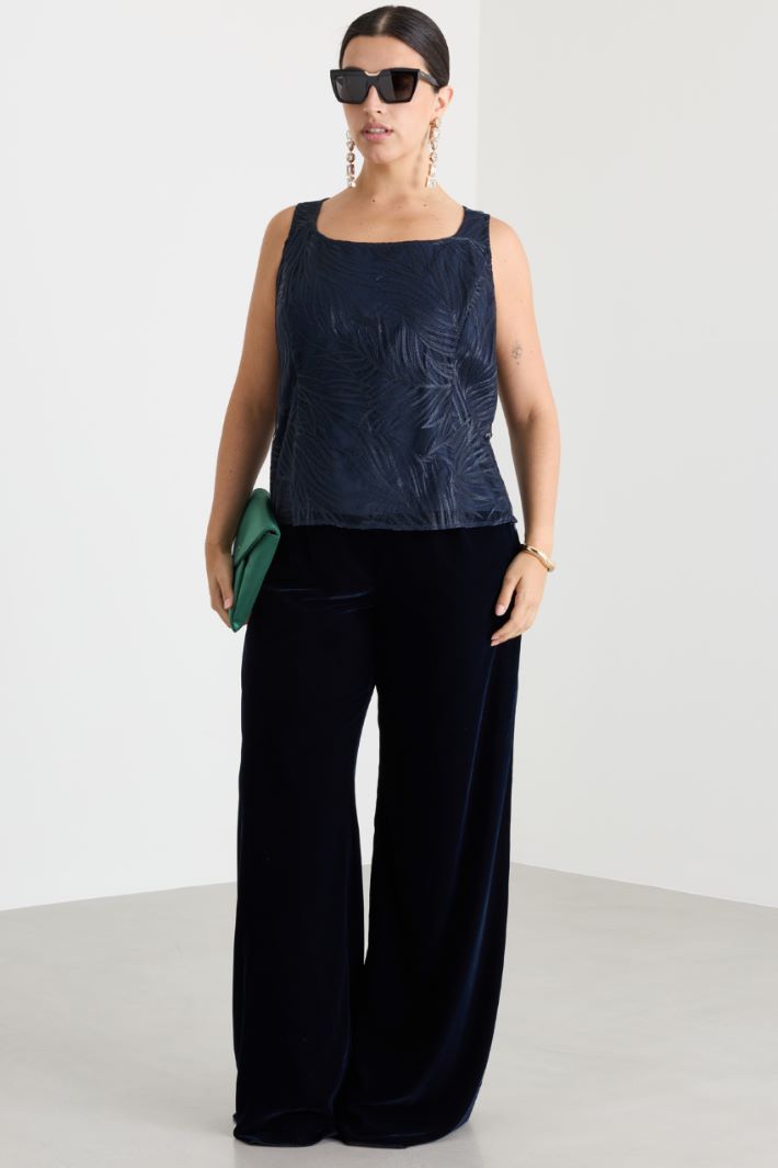 Top in tulle ricamato - BLU - Intrend
