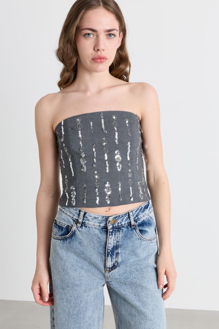 Top bustier con applique - GRIGIO - Intrend - 2