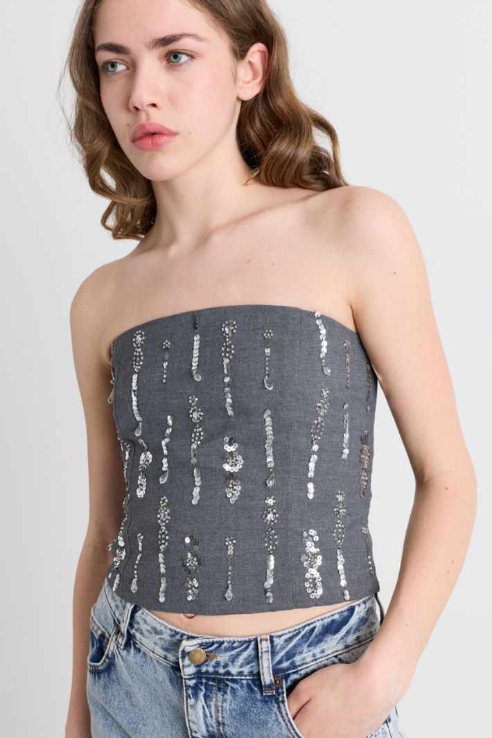 Top bustier con applique - GRIGIO - Intrend - 3