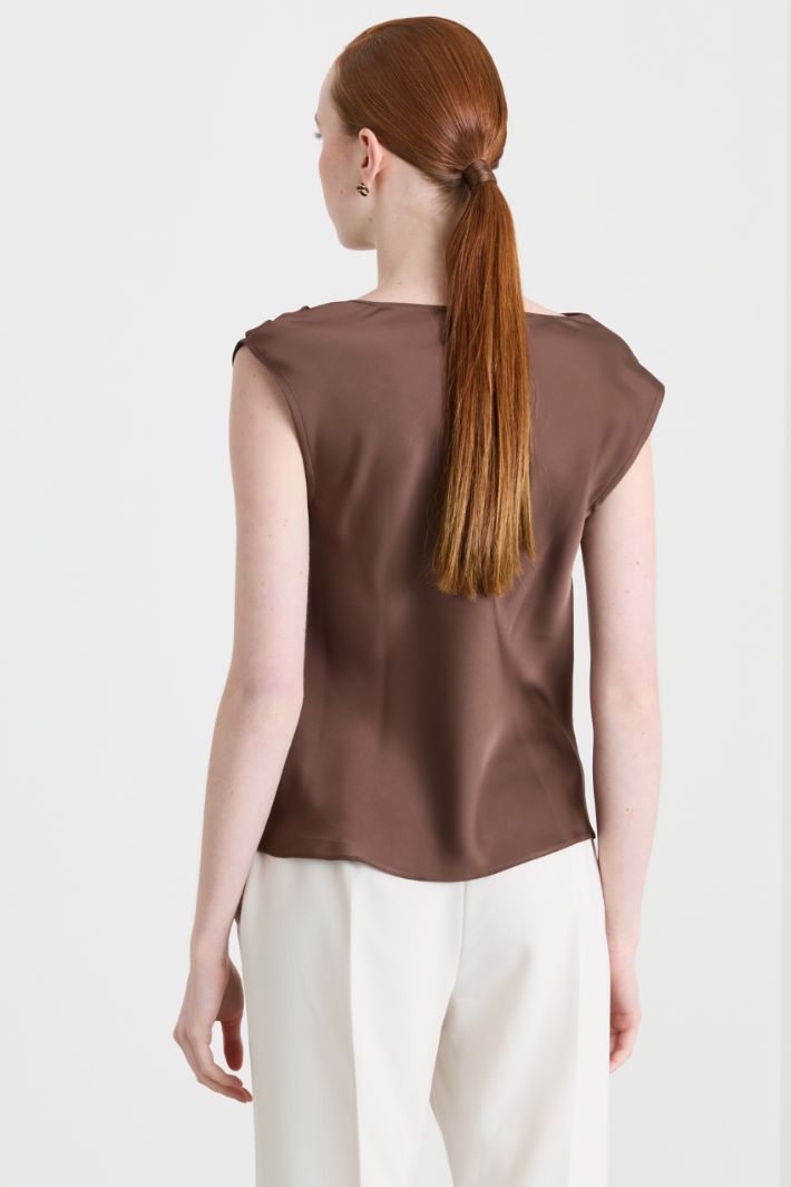 Top con collo drappeggiato - MARRONE - Intrend - 4