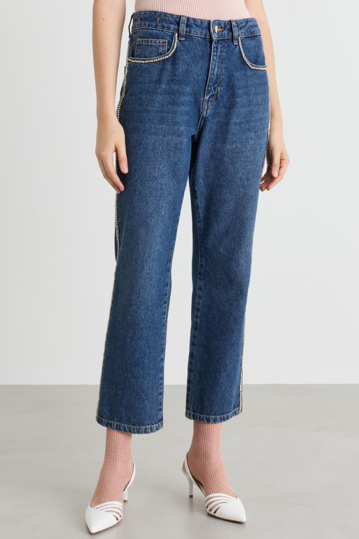 Jean droit à strass - BLEU - Intrend - 2
