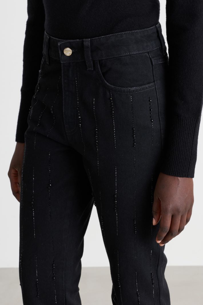 Rhinestone-embellished jeans - BLACK - Intrend - 3