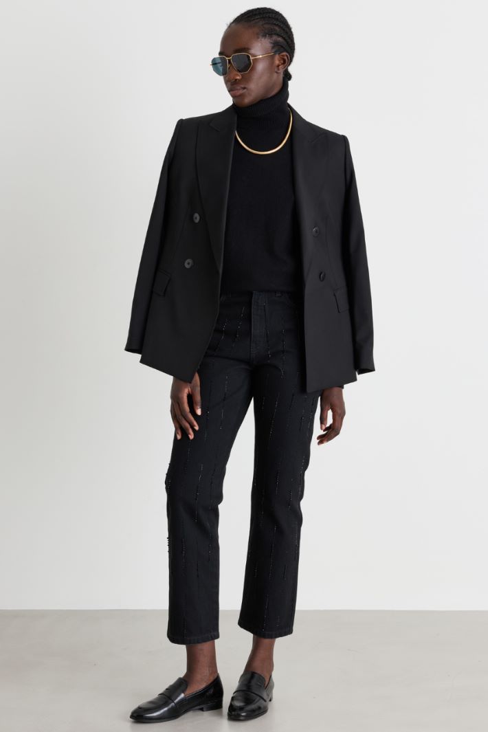 Rhinestone-embellished jeans - BLACK - Intrend