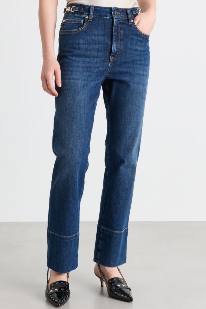 Chain-detail jeans - BLUE - Intrend - 2