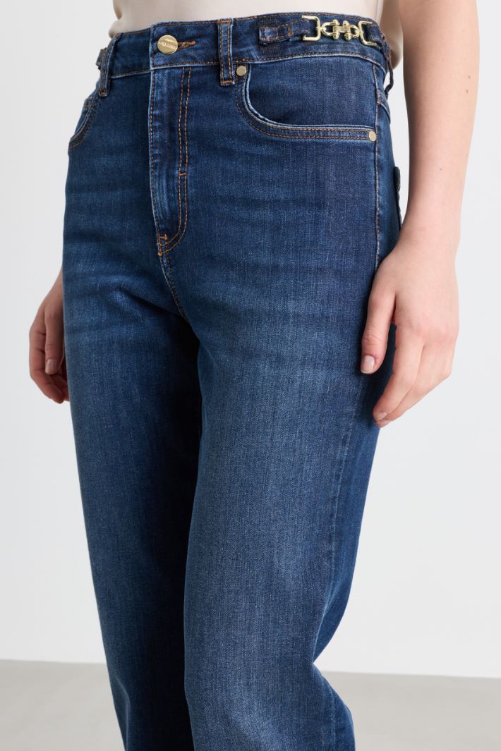 Chain-detail jeans - BLUE - Intrend - 3