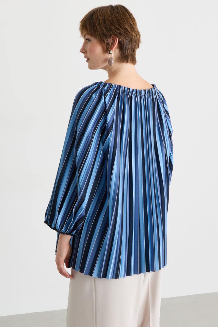 Casacca in crepe de chine plissé - BLU AZZURRO - Intrend - 4