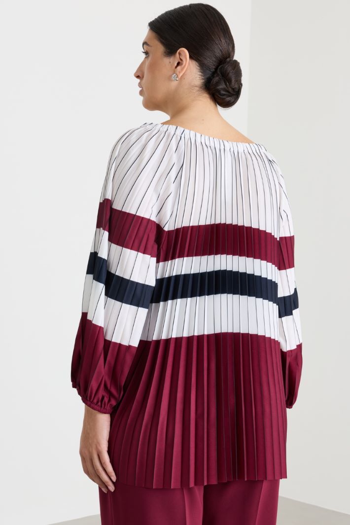 Casacca in crepe de chine plissé - BORDEAUX BIANCO - Intrend - 4