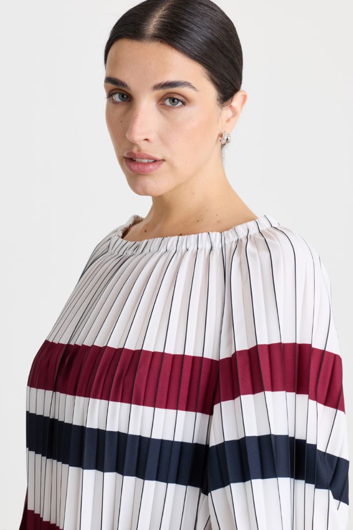 Casacca in crepe de chine plissé - BORDEAUX BIANCO - Intrend - 3