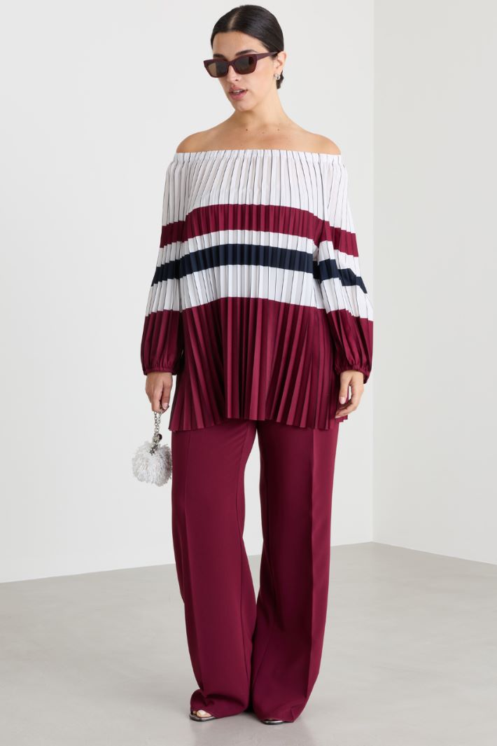 Casacca in crepe de chine plissé - BORDEAUX BIANCO - Intrend