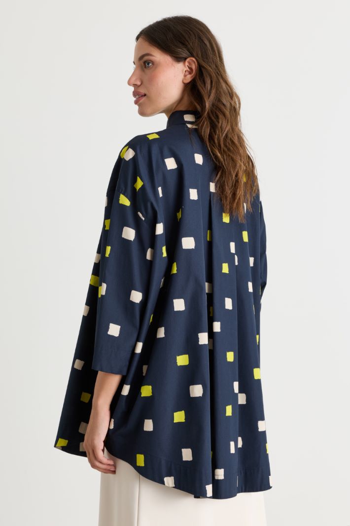 Printed poplin blouse - BLUE - Intrend - 4