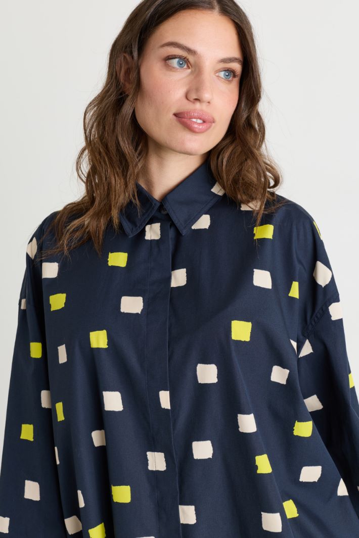 Printed poplin blouse - BLUE - Intrend - 3