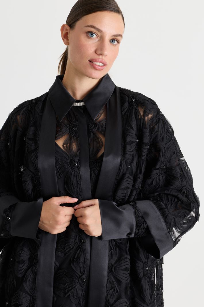 Embroidered tulle tunic - BLACK - Intrend - 3