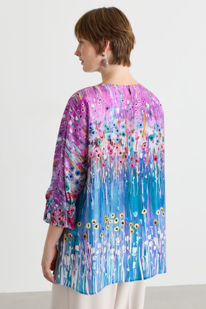 Blusa in habotai - AZZURRO ROSA - Intrend - 4