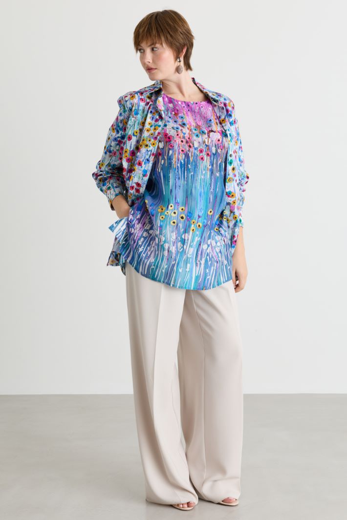 Blusa in habotai - AZZURRO ROSA - Intrend