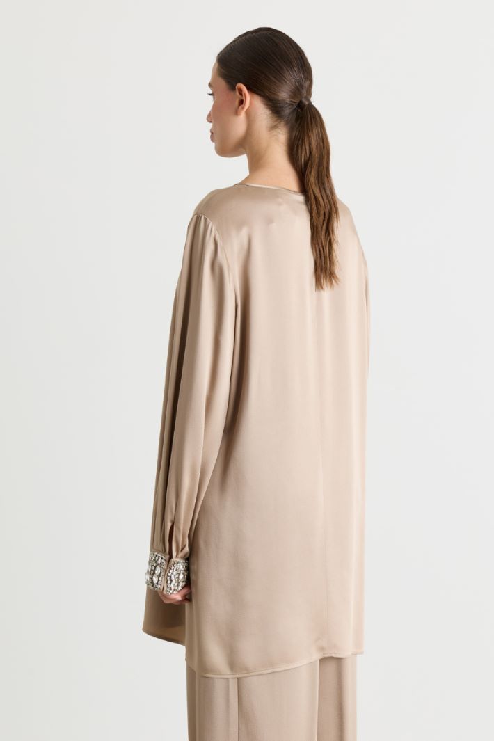 Blusa con ricamo gioiello - CAMMELLO - Intrend - 4