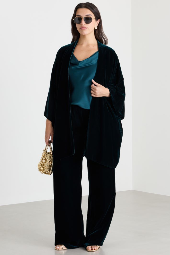 Casacca aperta in velluto - BLU - Intrend