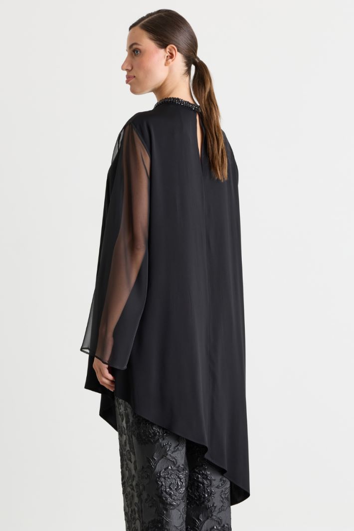 Embroidered cady tunic - BLACK - Intrend - 4