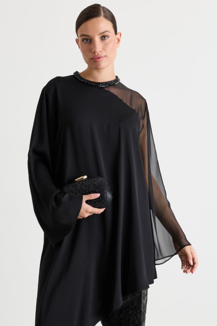 Embroidered cady tunic - BLACK - Intrend - 2