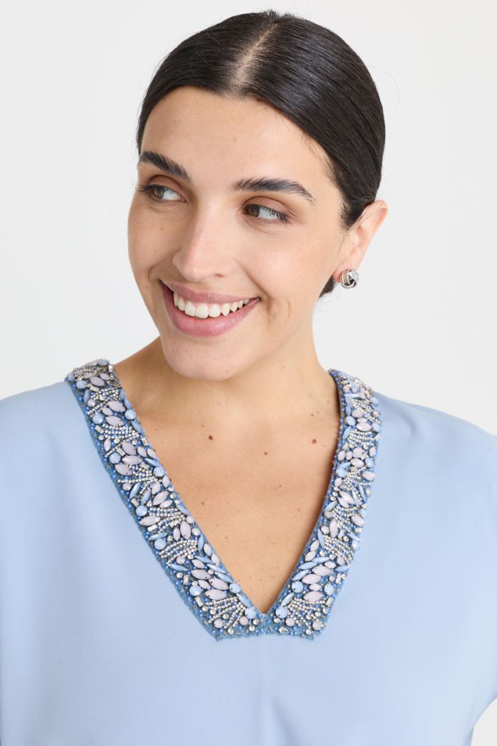 Casacca in cady con strass - AZZURRO - Intrend - 3