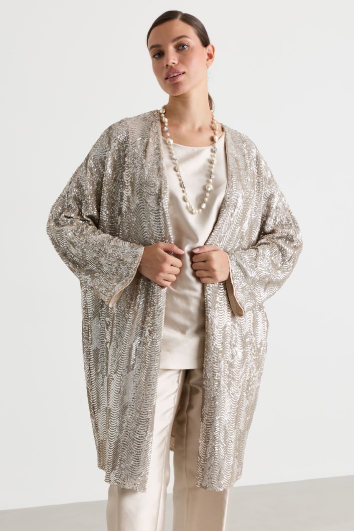 Spolverino con paillettes - BEIGE - Intrend - 2