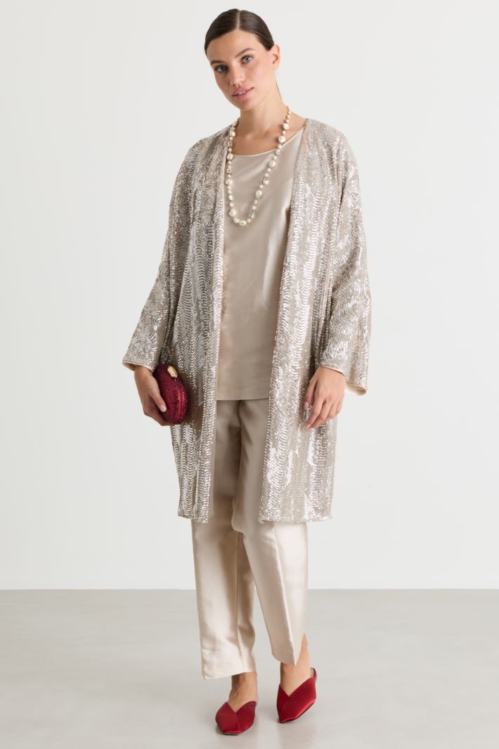 Spolverino con paillettes - BEIGE - Intrend