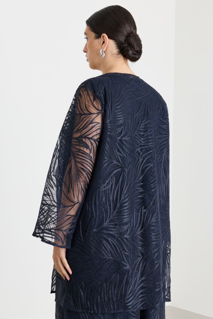 Casacca in tulle con ricamo - NERO - Intrend - 4