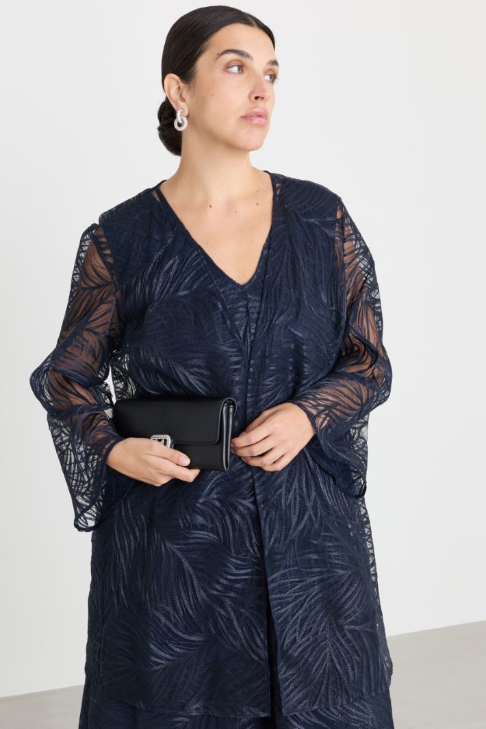 Casacca in tulle con ricamo - NERO - Intrend - 2