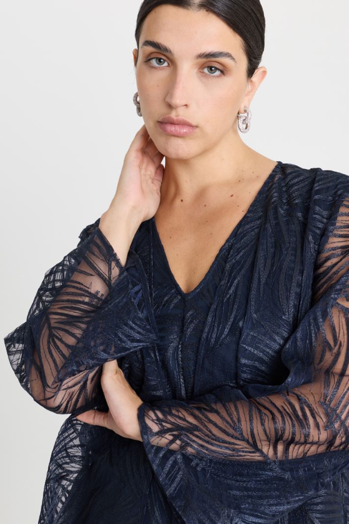 Casacca in tulle con ricamo - NERO - Intrend - 3