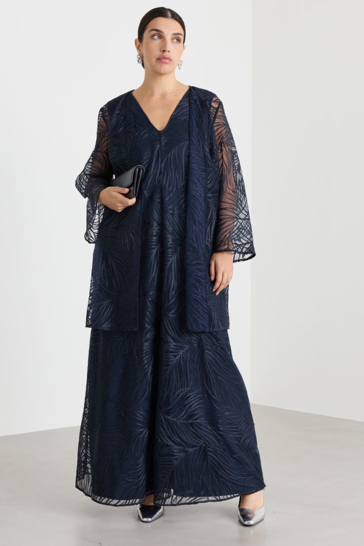 Casacca in tulle con ricamo - NERO - Intrend