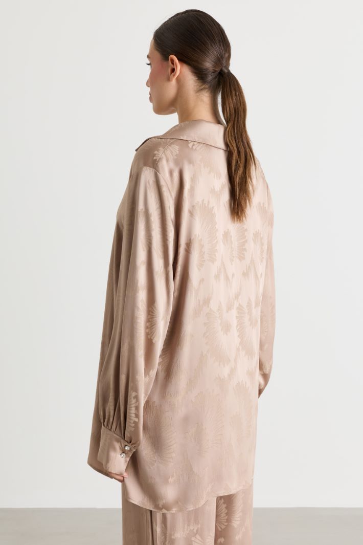 Jacquard satin shirt - BEIGE - Intrend - 4