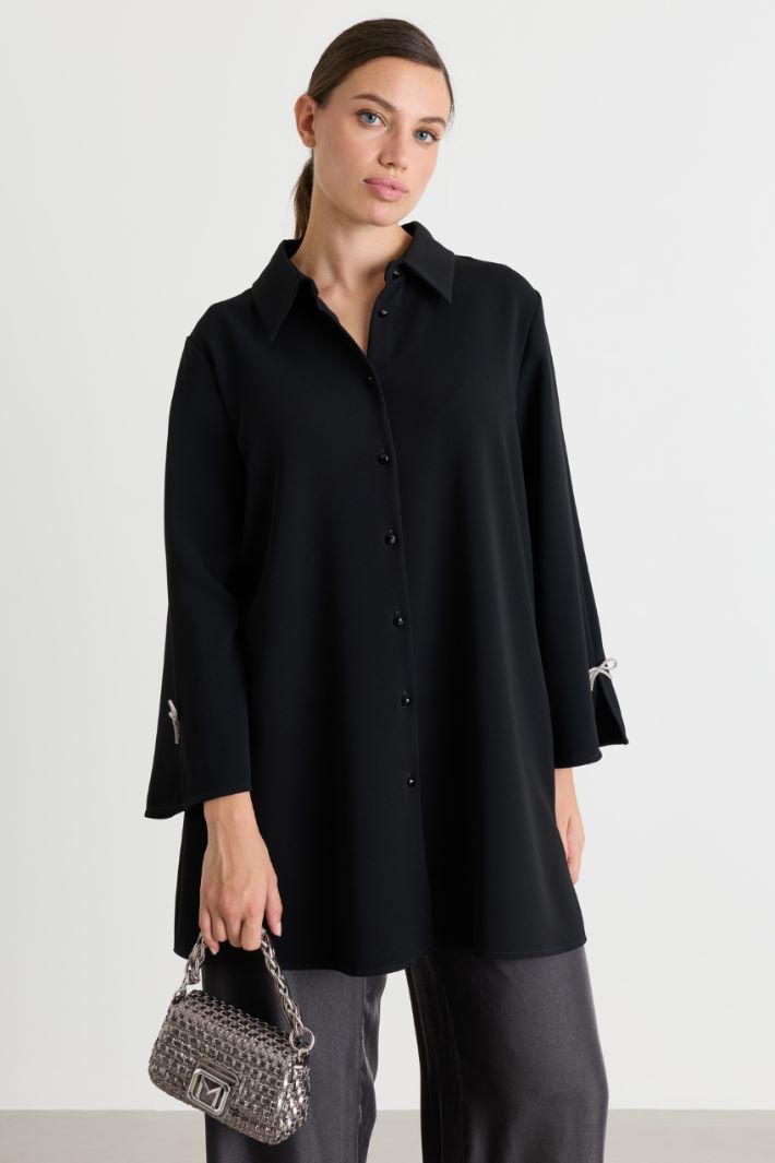 Rhinestone-embellished Cady Tunic - BLACK - Intrend - 2