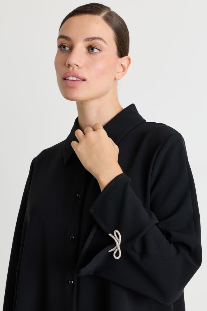Rhinestone-embellished Cady Tunic - BLACK - Intrend - 3
