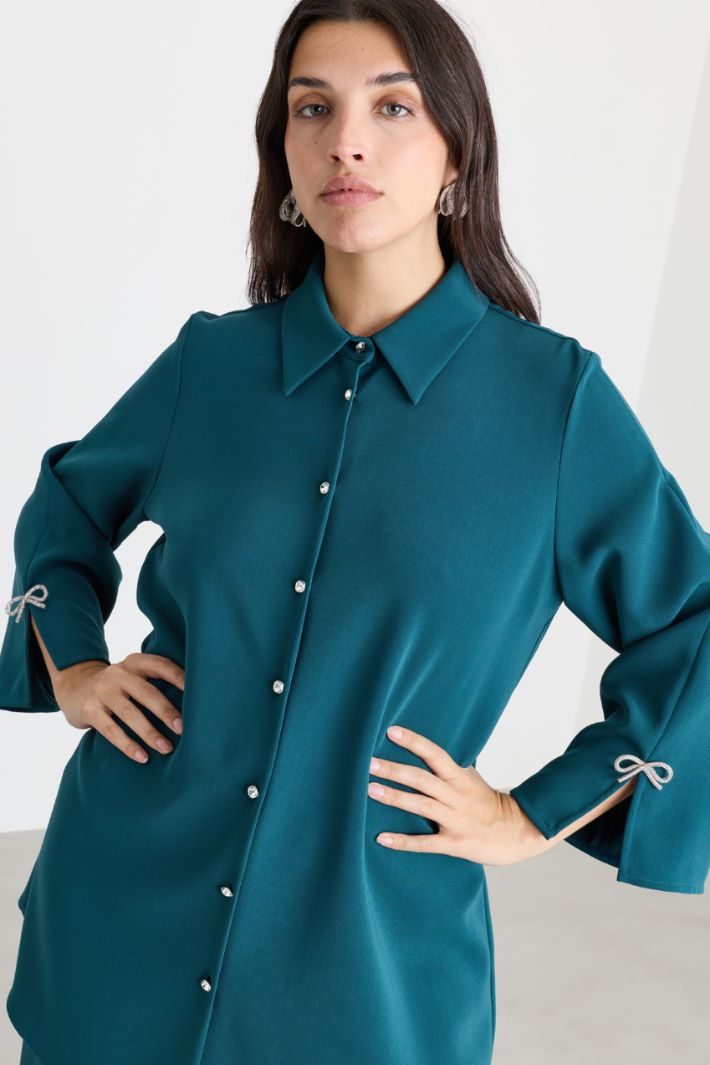 Casacca in cady con strass - VERDE - Intrend - 3