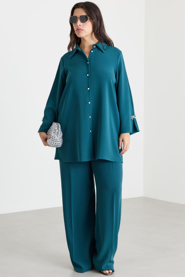 Casacca in cady con strass - VERDE - Intrend