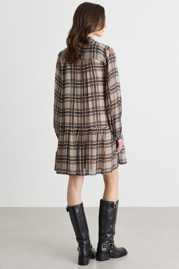 Flounced shirt dress - BEIGE BLACK - Intrend - 4