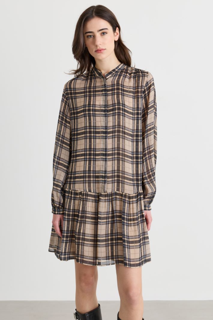 Flounced shirt dress - BEIGE BLACK - Intrend - 2