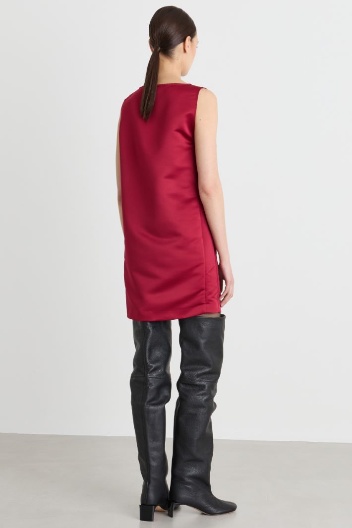 Draped Duchesse Dress - RED - Intrend - 4