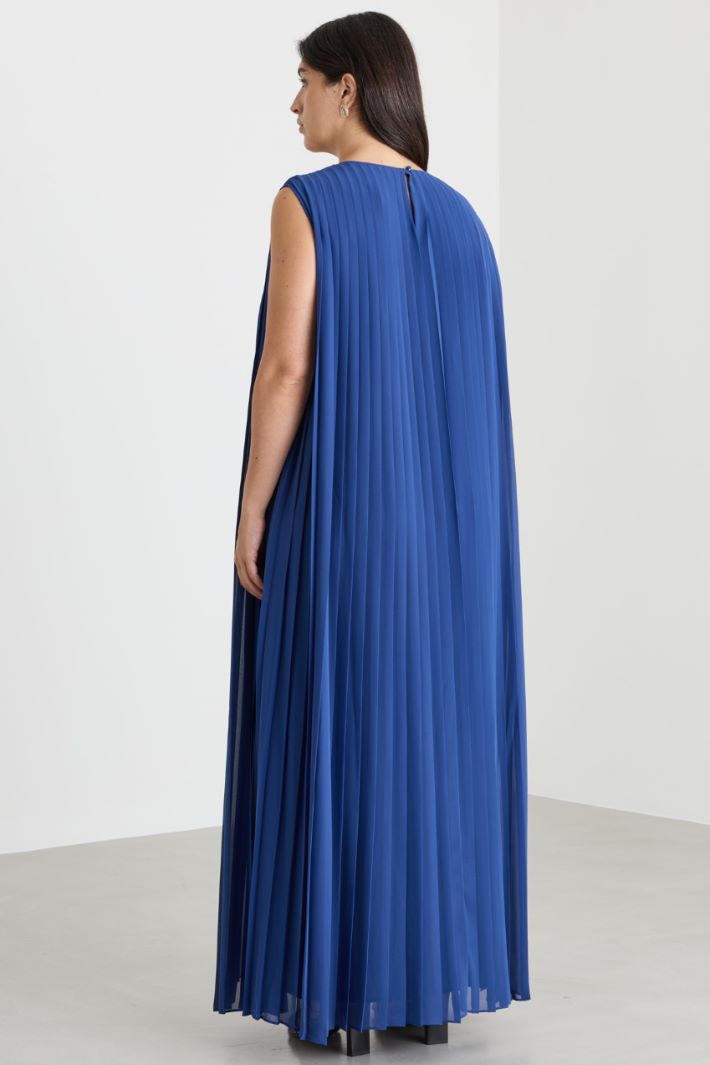 Pleated georgette dress - BLUE - Intrend - 4